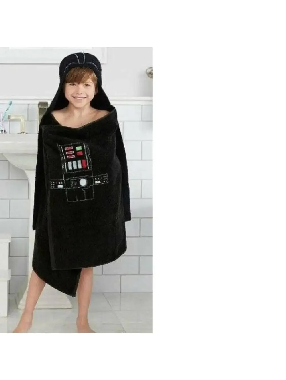 Kids Disney Star Wars Darth Vader Black Hooded Towel Bath Pool Kids Cotton Soft